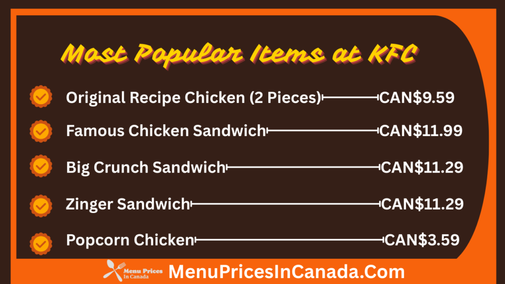 Most Popular Menu Items at kfc Canada