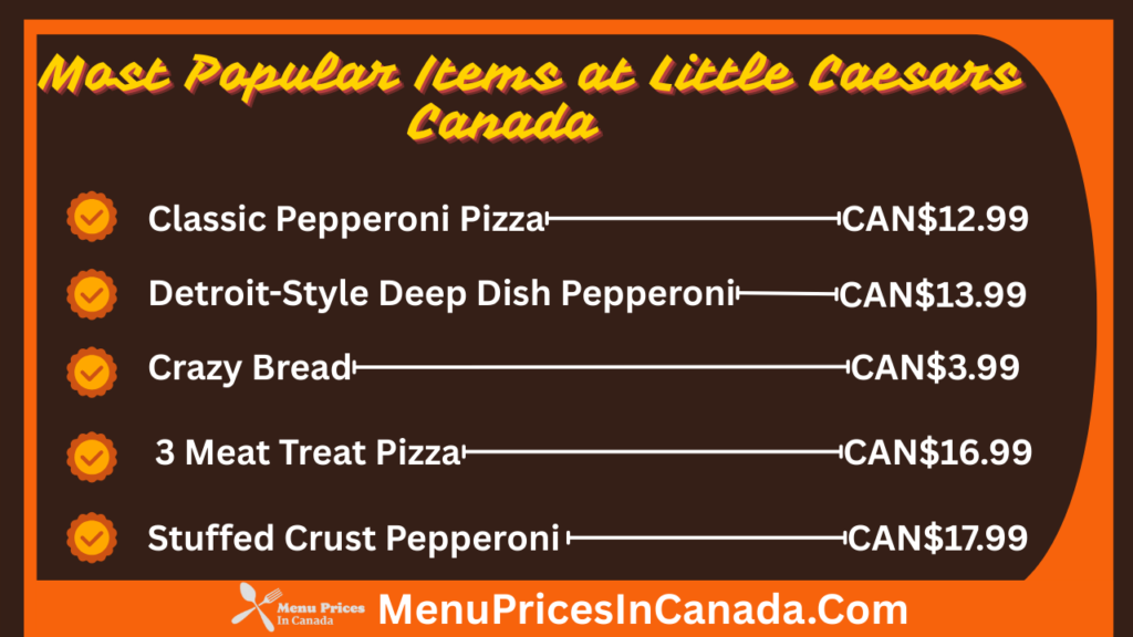 Most Popular Menu Items at Little Caesars Canada