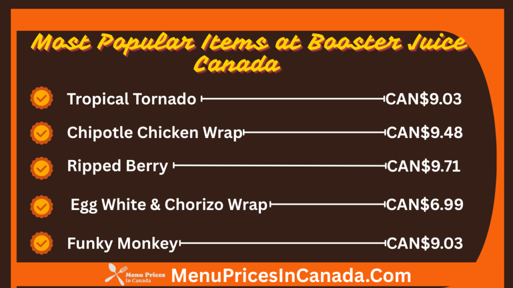Most Popular Menu Items at Booster Juice Canada