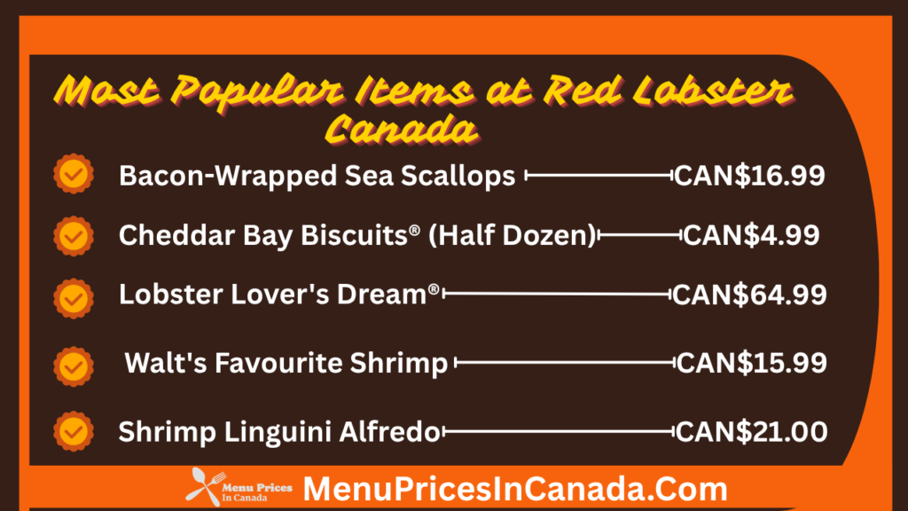 Most Popular Menu Items at Red Lobster Canada