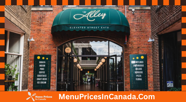 The Alley Menu With Prices In Canada